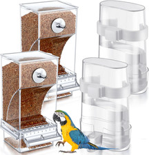 4 Pcs No Mess Bird Feeders Automatic Parrot Water Dispenser Clear Quail Feeder a