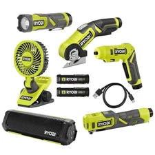 USB Lithium-Ion Cordless 6-Tool Combo Kit with (2) 2Ah Batteries and USB Charg