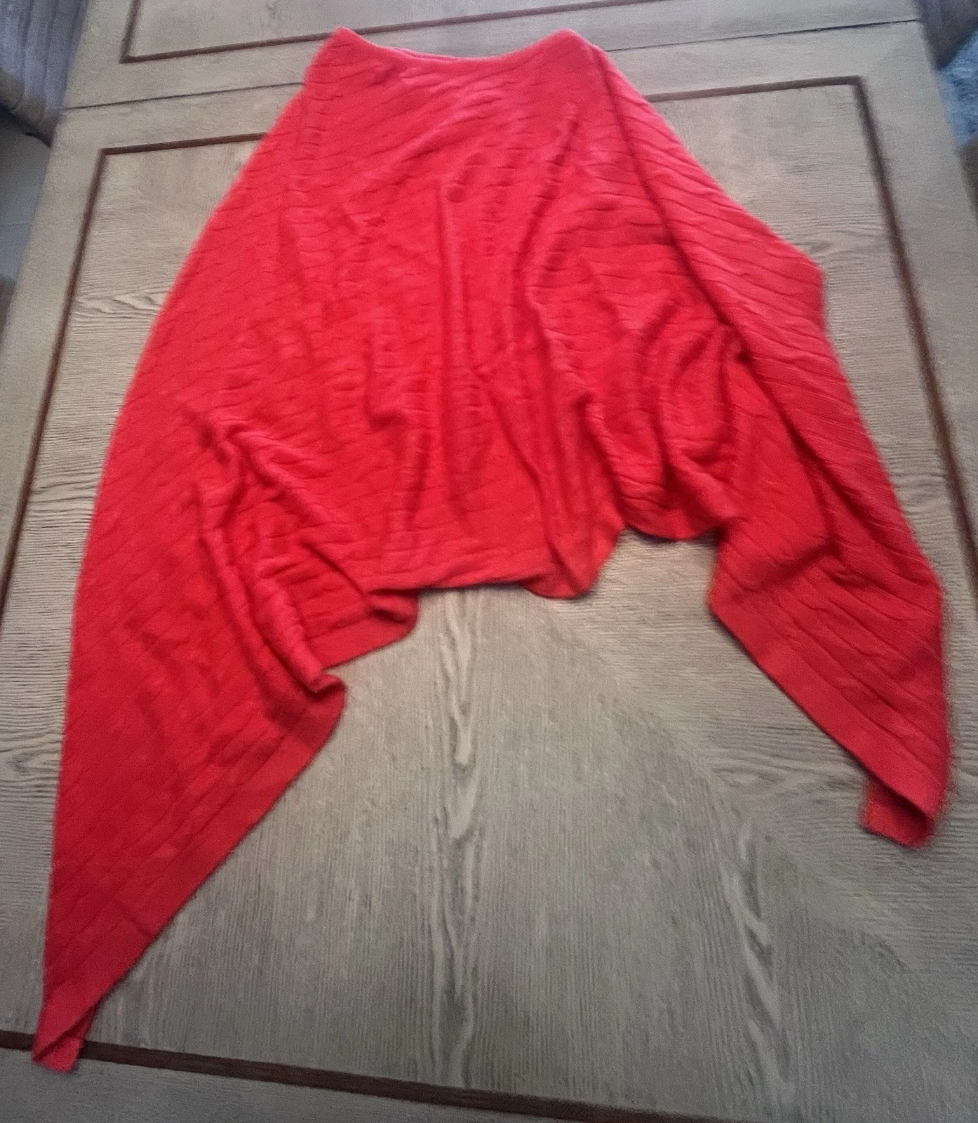 Womens 100% Cashmere Cable Knit Poncho Shawl Cape Sweater Red One Size