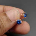 4MM Round Cut Simulated Blue Sapphire Stud Earrings 14K Rose Gold Plated #56 — photo 1