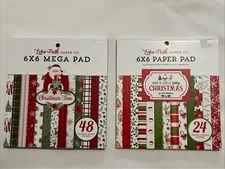 Lot Of 2 Echo Park 6x6 Paper Packs Holly Jolly Christmas Time Paper Cardstock