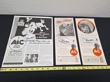 3 Vintage 1939 1941 AC SPARK PLUG ADS Original Print Ad Magazine