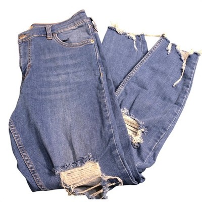 Free People Women's Jeans 29 Short Light Wash Distressed Ripped Hem Skinny Trend
