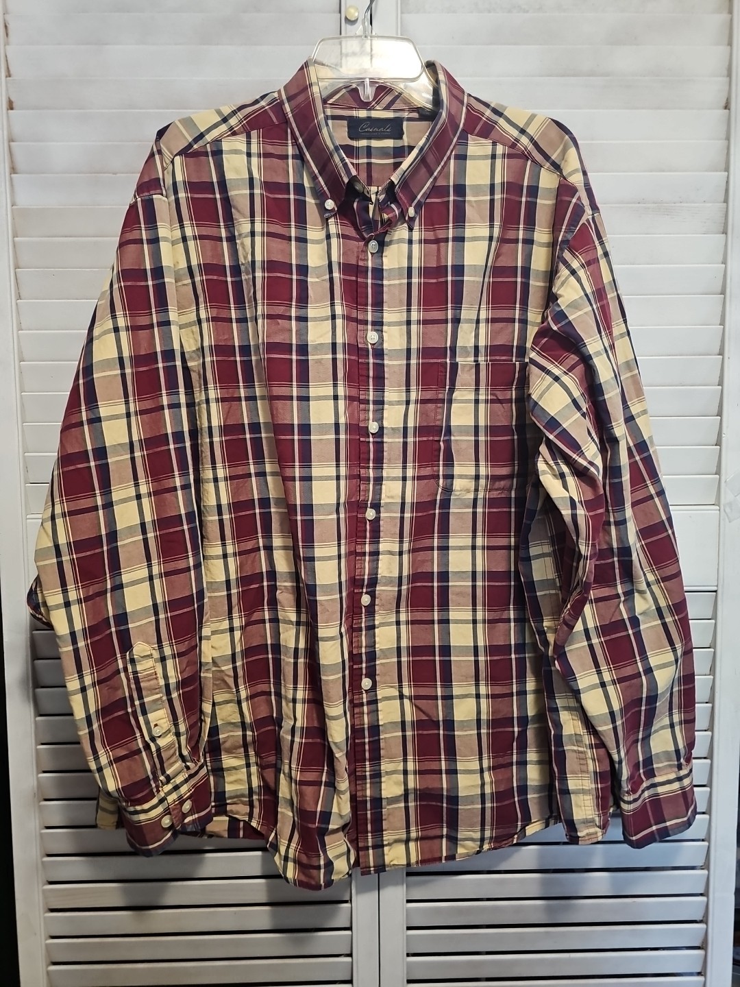 Roundtree And Yorke Casuals Mens XXL Plaid Long Sleeve Shirt