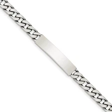 7mm Antiqued Sterling Silver Engravable Curb Link I.D. Bracelet