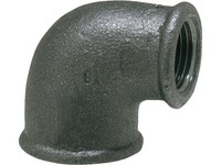 "Tempergussfitting Schwarz Winkel Reduziert 90Gr DN40 (1 1/2\")Xdn25 (1\") Ig"