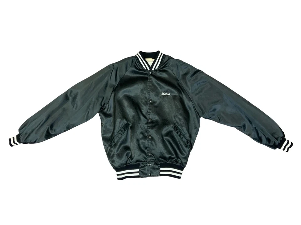 Vtg USA Black Mack Trucks Ohio Diesel Super Liner Trucker Silky Bomber Jacket L - Image 3 of 4