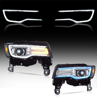 Chrome VLAND LED Headlights For 2014-2022 Jeep Grand Cherokee W/ Sequential Turn