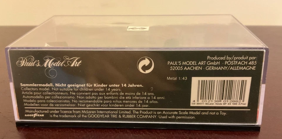 Minichamps 1:43 McLaren MP 4/4 Honda V6 Turbo A. Prost Vice World Champion 1988 - Image 3 of 3