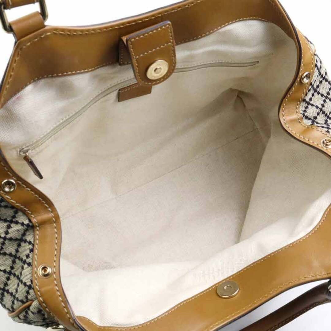 GUCCI Sookie Diamante Canvas Leather Handbag Brown Black Used thumbnail 5