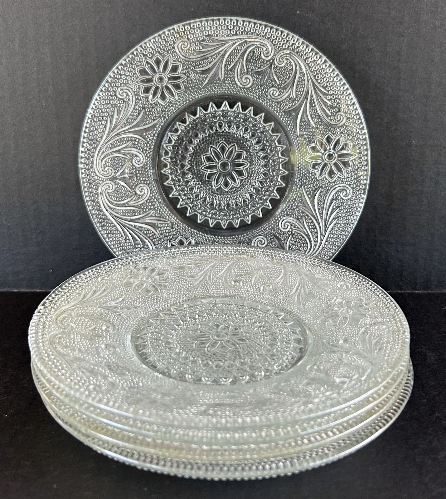 Indiana Glass Tiara Sandwich Clear Bread Plates 6" Set of 5