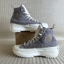 Converse Run Star Hike High Sherpa Shoes Womens Size 9.5 Gray Platform Sneakers