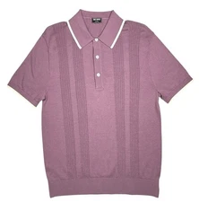 Todd Snyder Polo Sweater Ribbed Silk - Cotton Tipped Smoked Mauve SZ M New $248