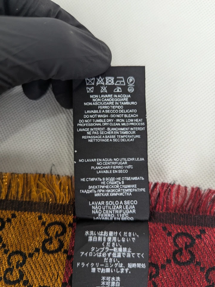Authentic GUCCI Jacquard GG Pattern Multicolor Shawl Made in Italy. - Image 3 of 4