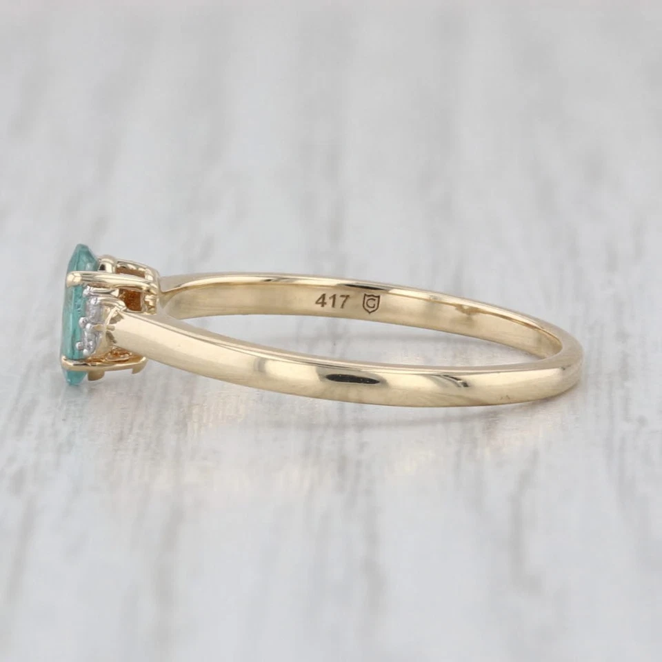 Anillo de diamantes de alejandrita pera de 0,48 quilates de oro amarillo de 10 k talla 7,25 certificado de autenticidad Foto 3 de 4