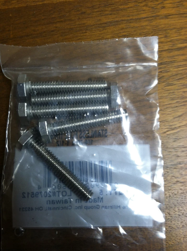 PERNO HEXAGONAL ROSCA COMPLETA 1/4-20 X 1-1/2" ACERO INOXIDABLE PAQUETE DE 5 Foto 2 de 2