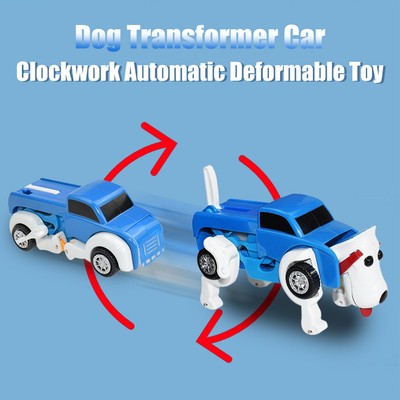 4pcs Blue Dog Car Transformer Toy Deformable Buggy Truck Vehicle Kids 12*7*5cm