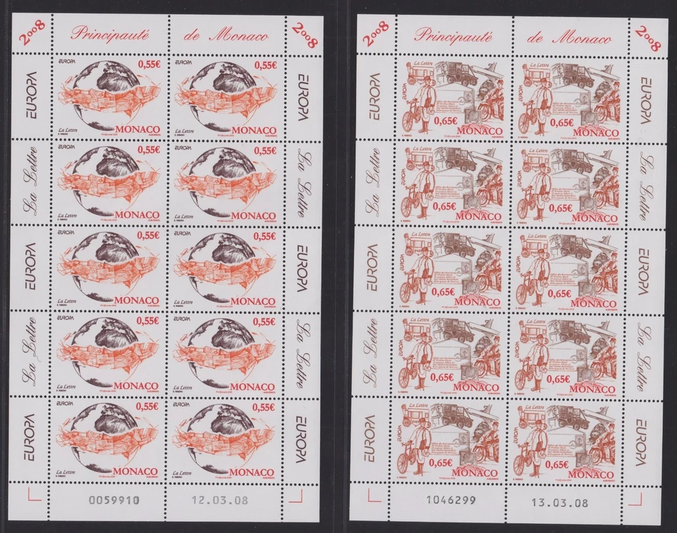 MONACO SERIE DE 2 MINI FEUILLES DE 10 TIMBRES EUROPA NEUF** N° 2632/2633 - Photo 1/1