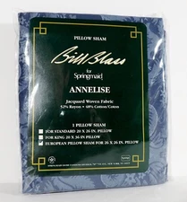 Bill Blass for Springmaid ANNELISE BLUE Euro Pillow Sham 26" X 26" Vintage NEW