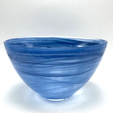 Elegant Murano Style Centerpiece Round Bowl - Cobalt Blue Decorative Glass, 6"