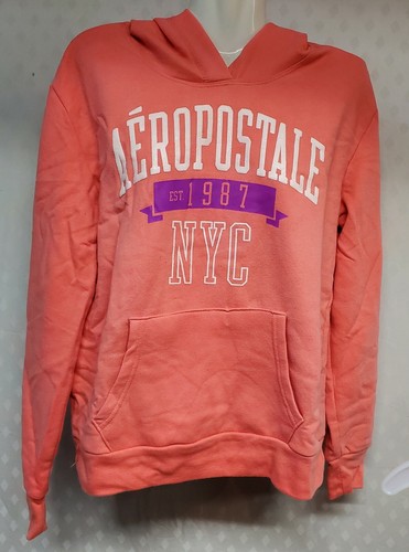 Aeropostale Womens Hoodie Pink Fleece Logo Sweatshirt L/S Hood Pocket Size Large - Picture 2 of 4