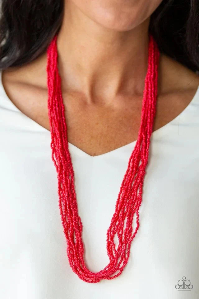 Red seed bead necklace paparazzi deals