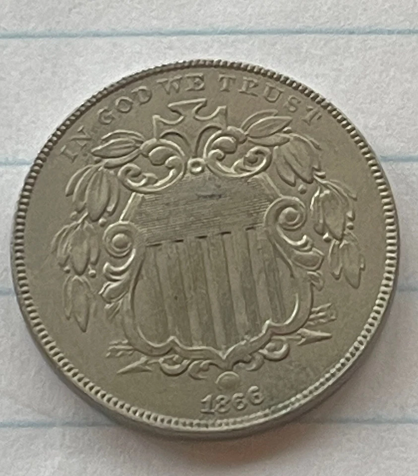 N14 1866 Escudo Rayos Níquel Alto Sobre Sin Circular Coleccionista PC. Envío y devolución gratuitos Foto 2 de 4