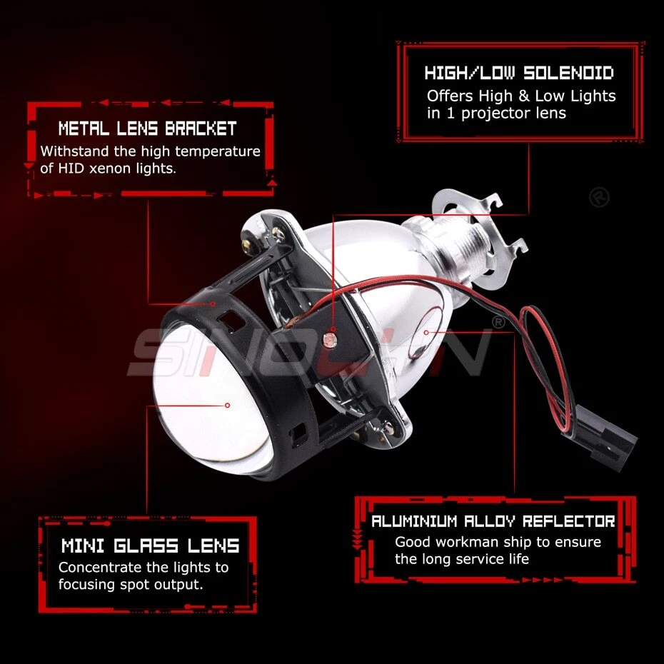 2 Inch Dual LED Angel Eyes Halo Bi Xenon Projector Lens Headlight H4 H7 Tuning - Image 2 of 4