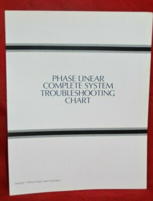 Phase Linear Complete System Troubleshooting Flow Chart Amplifier Vintage 1978 
