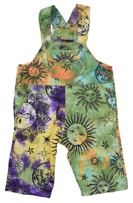 Jumpsuit Kinder Batik Sonne Mond Mädchen Mehrfarbig Patch Hippie Bohemian Latzhose