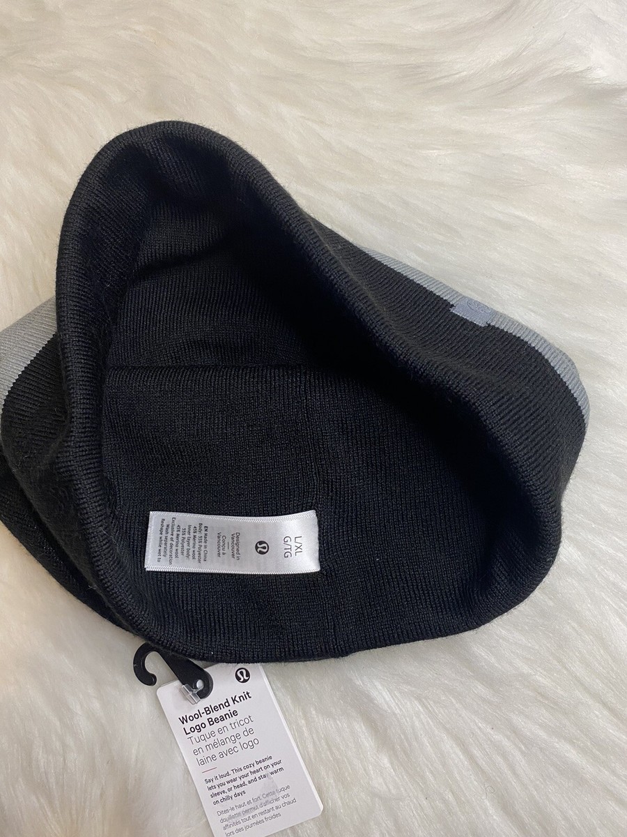 Lululemon Wool-Blend Knit Logo Beanie Unisex Black/Gray Size  display picture 2