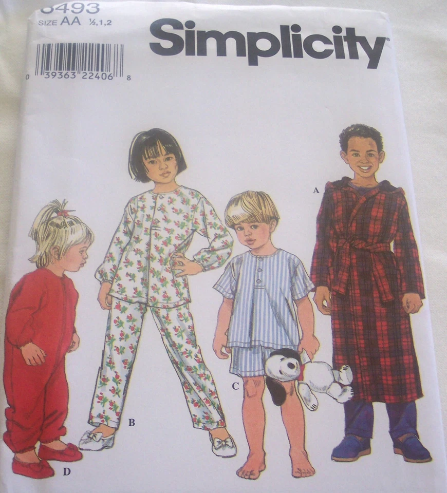 Simplicity 8493 Toddlers & Child's Sleepwear Pattern-Sizes 1/2-1-2 PJ's, Robe ++ - Image 2 of 3