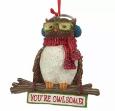 Kurt Adler Owl Resin Ornament Christmas Wild Animals Woodland You re Owl Some