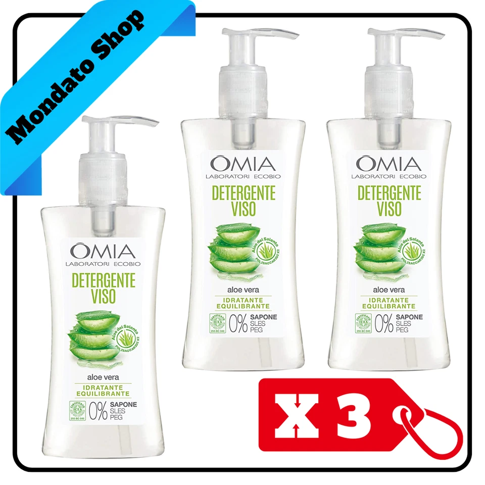 OMIA FEUCHTIGKEITSSPENDENDES GESICHTSREINIGUNGSGEL ALOE VERA 200ml (X3)