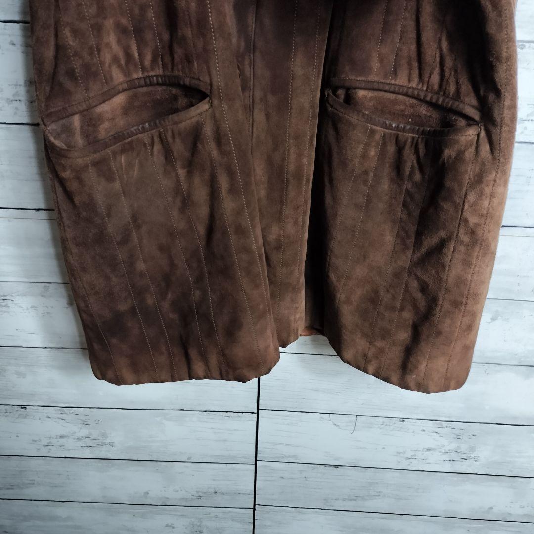 Old GUCCI Jacket Half Coat Genuine Leather 70's Brown Size