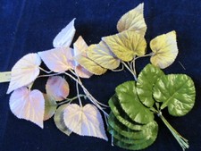 Vtg Millinery Flower Leaf Collection Pink Green Tan Violet Shape 2 1/2-3" H3676