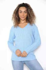 NEW LADIES LONG SLEEVE V/N KNITTED ALL OVER CABLE JUMPER Warm Sweater UK 8-22