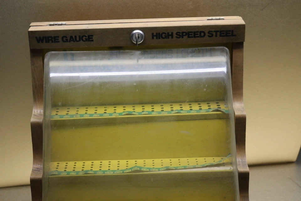 Broca de acero de alta velocidad Hanson vintage ferretería encimera pantalla + llave Foto 4 de 4