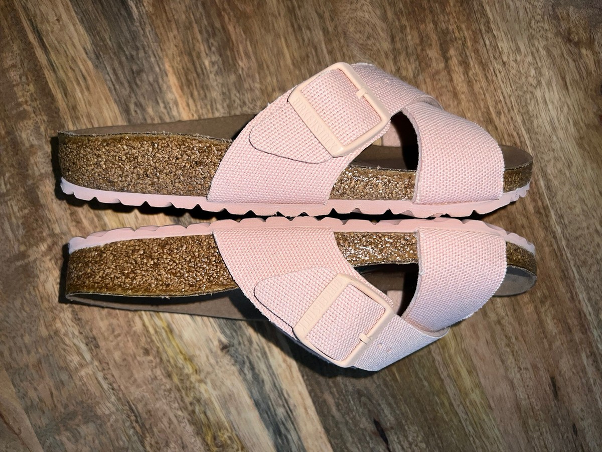 Women's BIRKENSTOCK SIENA VEGAN SLIDE SANDAL SOFT PINK Sz-37