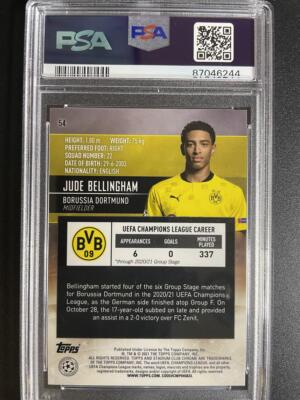 2020-21 Topps Stadium Club CL JUDE BELLINGHAM PSA 10 Base BORUSSIA