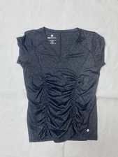 90 Degrees by Reflex Women's Workout Ruched Top Heather Gray Size Large