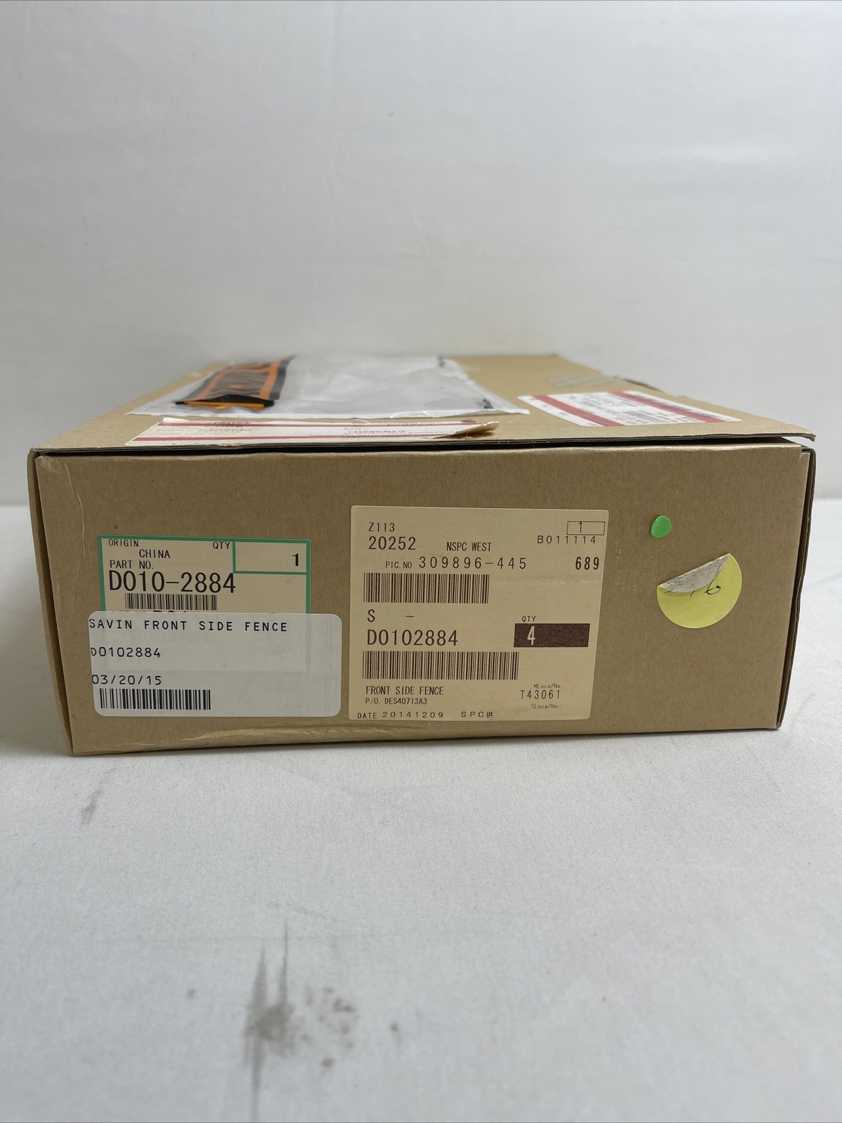 Genuine OEM Ricoh D010-2884 (D0102884) Front Side Fence (Side  
