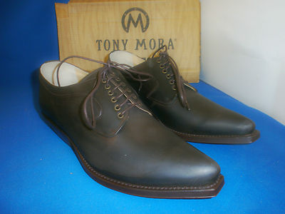 tony mora boots  schuh halbschuh handmade mokka  leder neu  gr. 40
