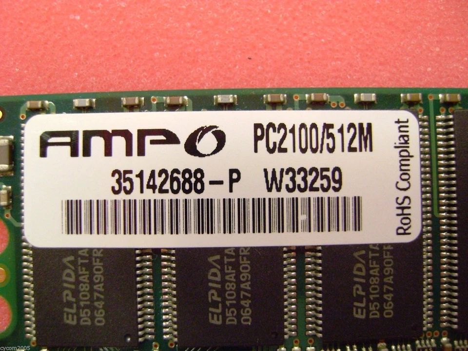 Elpida Ampo 512MB PC2100 DDR-266MHz non-ECC Unbuffered CL2.5 184-Pin DIMM Memory - Image 3 of 4