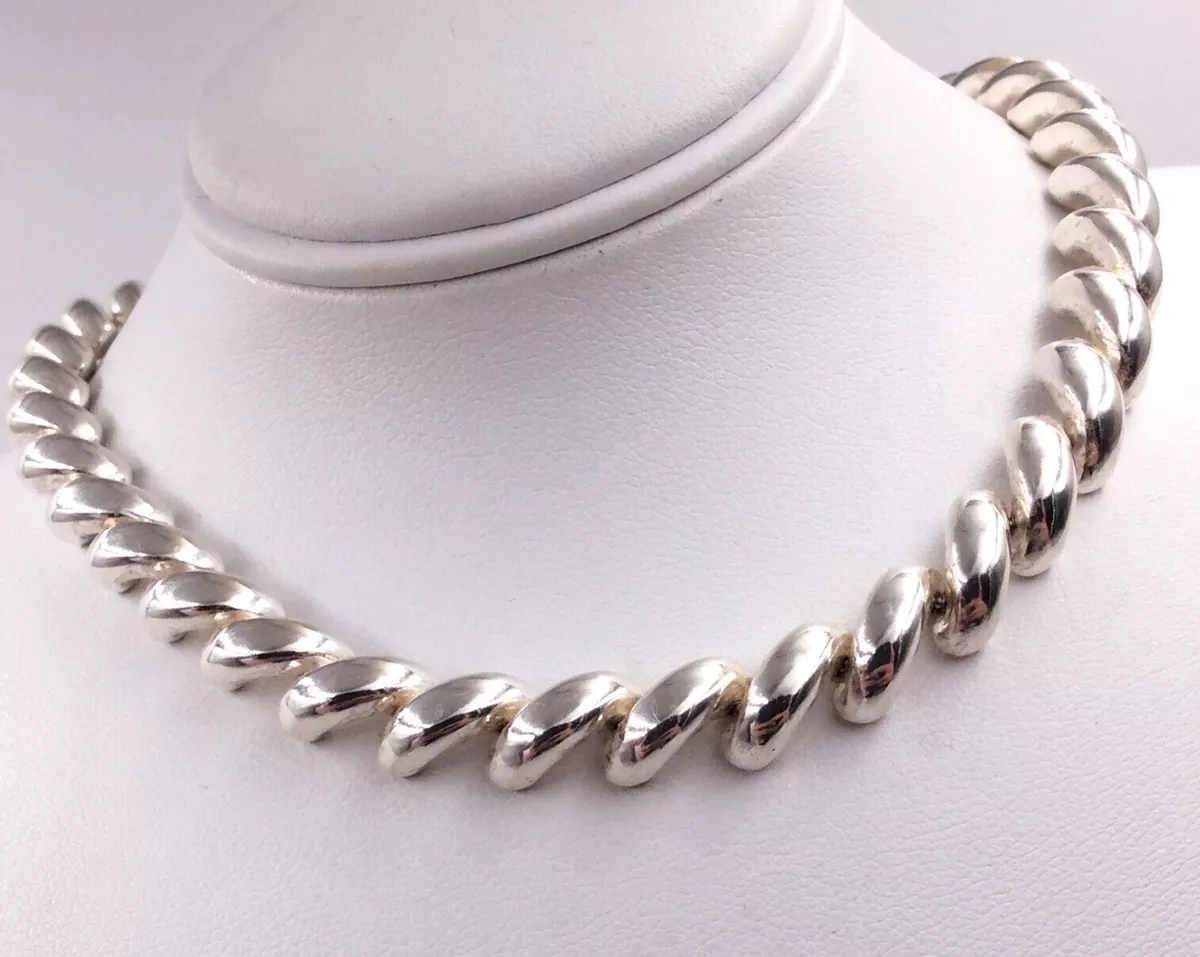 STERLING SILVER 925 ITALY 7.7MM SAN MARCO NECKLACE 17.75