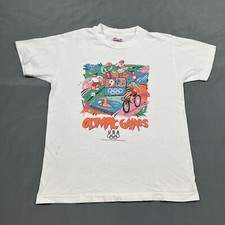 Vintage 1996 Olympics Graphic Tee White Single Stitch Youth M VTG