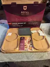 Royal Craft Wood 100% Bamboo Cheese Board XXL Size and Knife Set w/ Charcuterie