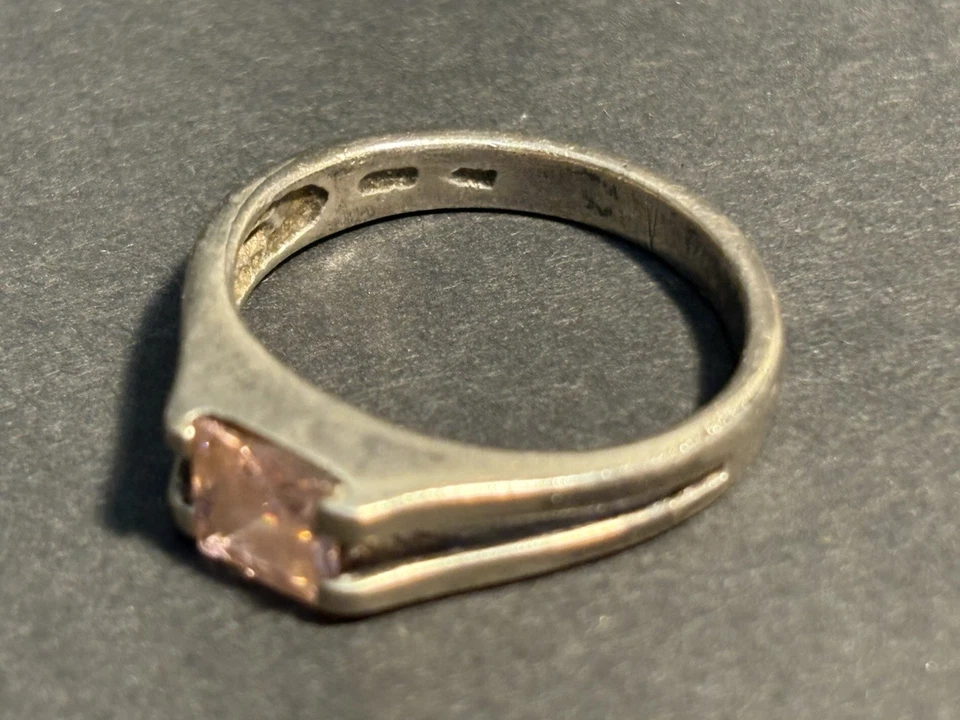 Anillo Vintage Plata de Ley 925 y Piedras Preciosas Rosa Talla 8.5 Foto 3 de 4