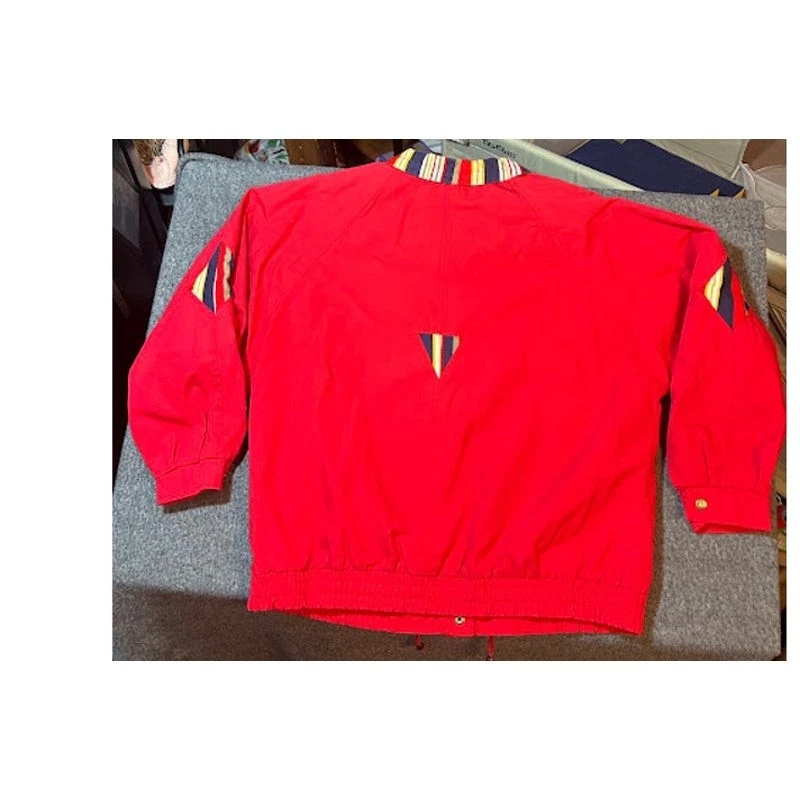 Vintage 90s Current Seen Striped Colorblock Jacket Red Large Windbreaker Retro - product detail image 2