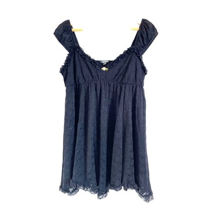 Wild Fable black lace babydoll mini dress y2k fairy grunge short sleeve Size L